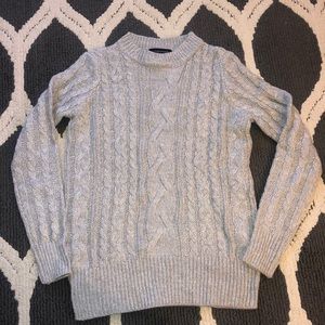 Women’s gray cable knit sweater